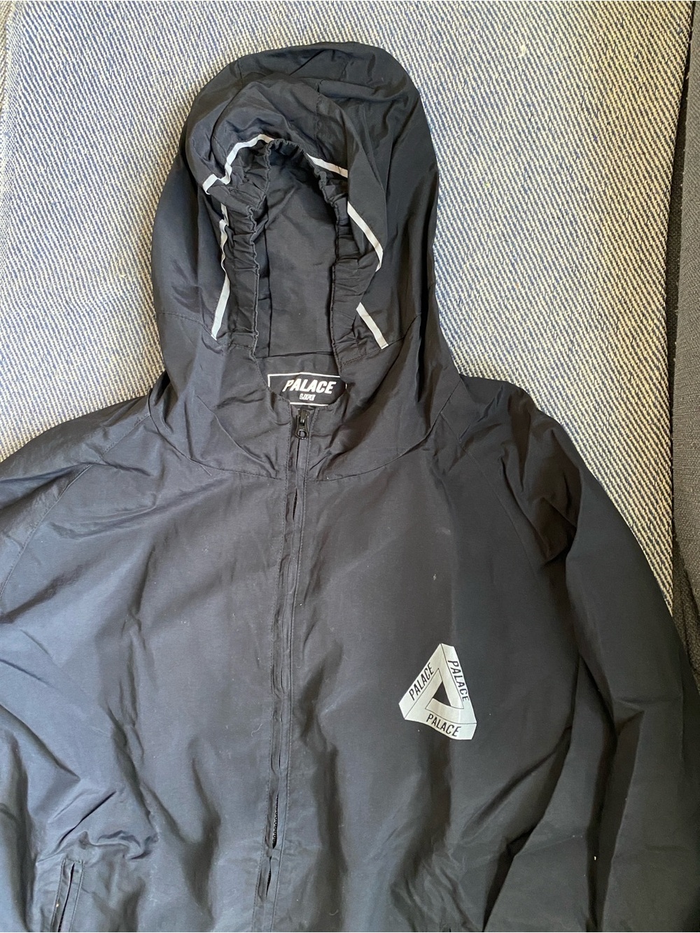 PALACE Black Hooded Windbreaker with Reflective Logo